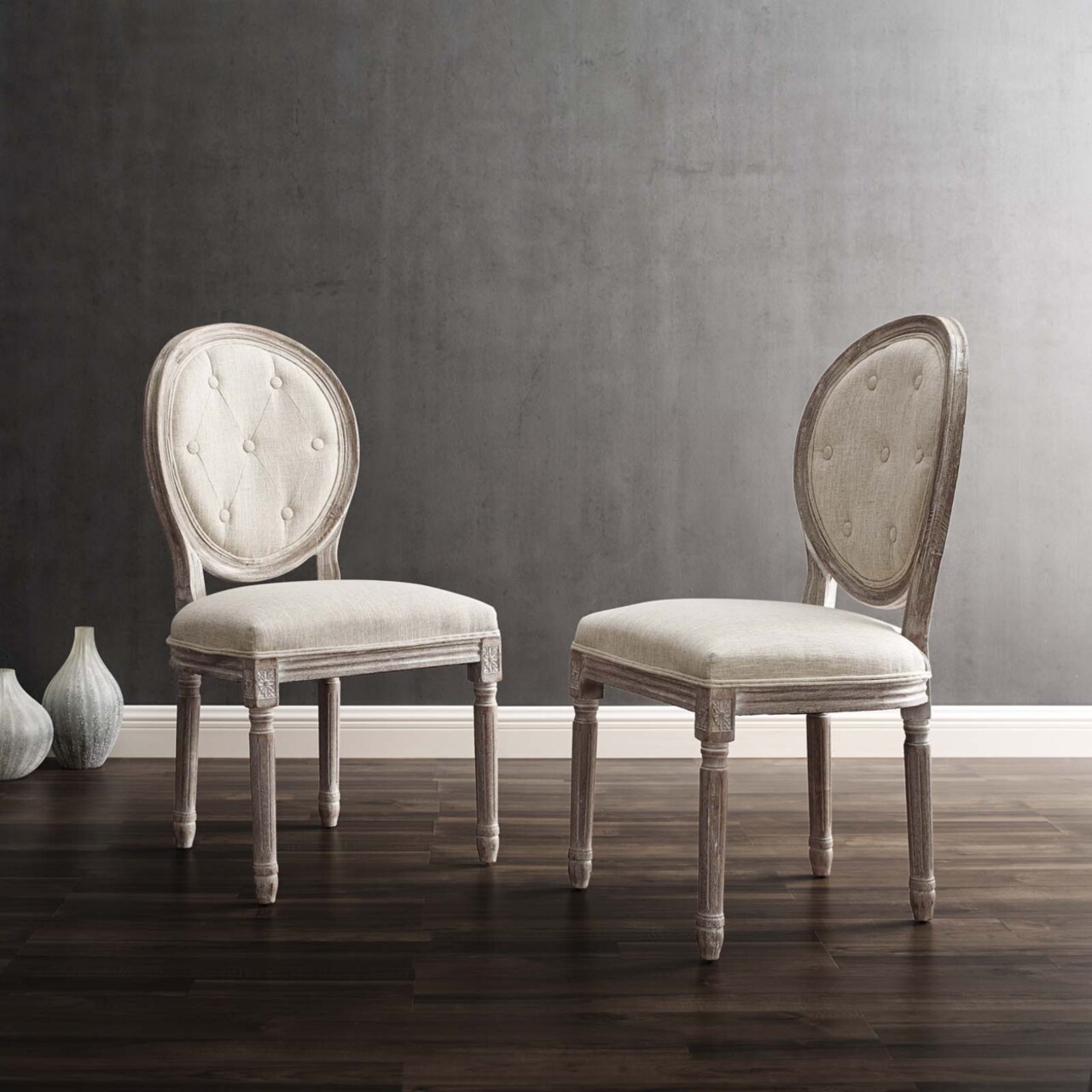 Modway Arise Vintage French Upholstered Fabric Dining Side Chair Set of 2-EEI-3105